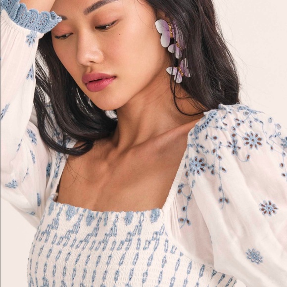 🤍RARE LOVESHACKFANCY LIKE NEW EMBROIDERED EYELET MINI DRESS🤍 - Picture 10 of 16